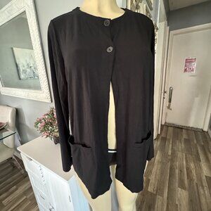 J Jill Womens Tunic Jacket Black Size Small 2 Button Accent Rayon Blend Pockets